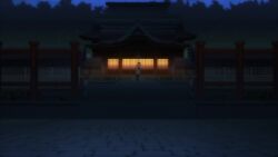 1boy 2girls animated araragi_koyomi black_hair blonde_hair highres monogatari_(series) multiple_girls oshino_shinobu shrine sound tagme vampire video