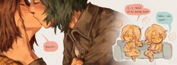 2girls black_jacket blue_hair blush brown_hair chloe_price closed_eyes commentary couch drunk english_commentary english_text highres jacket life_is_strange_(series) max_caulfield maxcrackfield multiple_girls on_couch short_hair sitting yuri