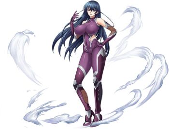 1girl blue_hair breasts full_body igawa_asagi large_breasts long_hair looking_at_viewer otogi_frontier solo standing taimanin_(series) taimanin_asagi