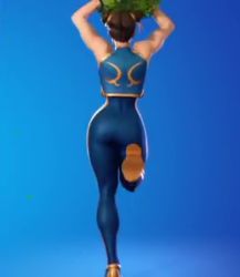 1girl 3d alternate_costume animated ass ass_shake audible_music bare_shoulders brown_eyes brown_hair capcom chun-li curvy dancing double_bun fortnite hair_bun huge_ass jumping ribbon shiny_clothes shoes sneakers solo sound sparkle street_fighter street_fighter_zero_(series) tagme video