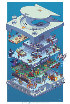 afro aika_(eternal_arcadia) amigo artist_name artstation_logo attack bis_(jsr) black_hair border boxing_gloves brown_hair car chu_chu_rocket chuchu_(chuchu_rocket!) crazy_taxi dark-skinned_male dark_skin edward_fokker elena_(grandia) eternal_arcadia exploded_diagram firing game_console grandia grandia_ii grey_hair hazuki_ryou highres holding holding_weapon ikaruga instagram_logo isabella_valentine jacket jet_set_radio looking_at_another motor_vehicle multiple_boys multiple_girls nightmare_(soulcalibur) orange_hair outside_border pants phantasy_star phantasy_star_online pierre_roussel pink_hair power_stone ready_2_rumble_boxing red_hair rez ryudo_(grandia) samba_de_amigo seaman seaman_(game_character) sega_dreamcast shenmue skirt sonic_(series) sonic_the_hedgehog soul_calibur space_channel_5 ulala vyse watermark weapon web_address white_border