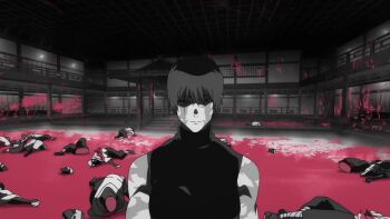 1girl animated battle blood death dismemberment jujutsu_kaisen multiple_boys short_hair sword tagme video weapon zen'in_maki