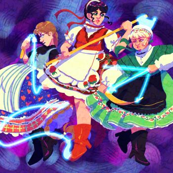 Rule 34 | hungarian clothes, hungarian mythology, hungary, kpop demon hunters, magic, medibang paint (medium), multiple girls, original