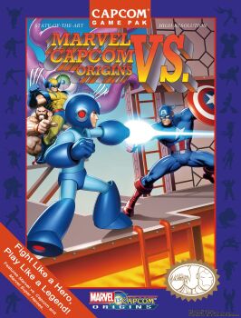 Rule 34 | 1980s (style), 1990s (style), 4boys, arm cannon, capcom, captain america, chun-li, cover, english text, fake cover, highres, ladder, lava, male focus, marvel, marvel vs. capcom, mega man (character), mega man (classic), mega man (series), mori toshiaki, multiple boys, official art, oldschool, parody, retro artstyle, shield, shuma gorath, silhouette, steve rogers, street fighter, strider (video game), strider hiryuu, weapon, wolverine (x-men), x-men, zangief