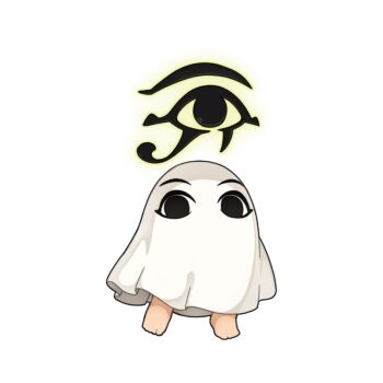 chibi chibi_only egyptian_mythology eye_of_horus full_body looking_at_viewer medjed_(mythology) no_humans official_art ragnarok_online sheet_ghost simple_background solo transparent_background yuichirou