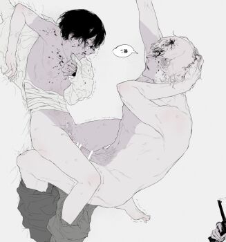 1other 2boys axis_powers_hetalia bar_censor bed_sheet blood blood_from_forehead blood_on_chest blood_on_face boy_on_top censored clothes_pull collarbone crying crying_with_eyes_open cum cum_on_male deltoids erection fingernails flaccid full_body greyscale gun guro hachiware_(user_wwva4743) hair_between_eyes hand_on_own_head headshot interrupted japan_(hetalia) large_penis linea_alba looking_at_another lying male_focus male_penetrated male_pubic_hair midriff_sarashi missionary monochrome multiple_boys muscular muscular_male nipples on_back outstretched_arm pants pants_around_one_leg pants_pull parted_lips pectorals penis pubic_hair russia_(hetalia) sarashi scared sex shirt_partially_removed short_hair sideways smoke smoking_barrel surprised sweat tears translation_request trembling wavy_hair weapon wide-eyed yaoi