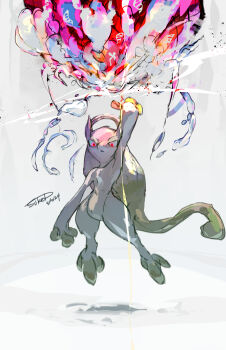 absurdres alternate_color arm_at_side arm_up artist_name closed_mouth colored_skin commentary_request dated energy_ball floating full_body gen_1_pokemon green_skin grey_background head_tail highres legendary_pokemon looking_at_viewer mega_evolution mega_mewtwo_y mega_pokemon mewtwo multicolored_skin nintendo official_alternate_color outstretched_arm pokemon pokemon_(creature) pokemon_move red_eyes shiny_pokemon signature solo sukepmonster two-tone_skin white_background white_skin