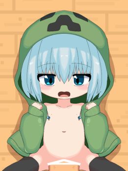 1boy 1girl animated animated_gif bar_censor censored creeper hetero loli looking_at_viewer lying minecraft nipples on_back penis pov pov_crotch pussy sex solo_focus spread_legs stomach stomach_bulge ugoira vaginal