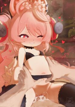 1boy 1girl ahoge animal_ear_fluff animal_ears ars_lycorys black_bra black_thighhighs blush bra breasts cowgirl_position cum cum_in_pussy double_bun furry furry_female garter_belt garter_straps girl_on_top hair_bun hair_ornament heart heart-shaped_pupils hetero loli long_hair navel nose_blush one_eye_closed open_mouth penis pink_hair pussy rabbit_ears rabbit_girl rabbit_tail red_eyes sex small_breasts solo_focus straddling symbol-shaped_pupils tail teeth thighhighs uncensored underwear upper_teeth_only vaginal zenless_zone_zero zhao_(zenless_zone_zero)