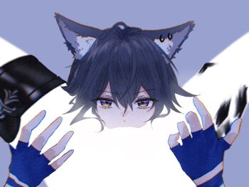 2girls animal_ear_fluff animal_ears arknights black_ears black_hair blank_censor blue_eyes blue_gloves censored chimaki_(poi_514) chromatic_aberration commentary_request cunnilingus face_in_crotch female_pov gloves grey_background hair_between_eyes hand_on_another's_thigh head_between_thighs lappland_(arknights) lappland_the_decadenza_(arknights) long_hair looking_at_viewer material_growth meme multiple_girls negative_space negative_space_oral_(meme) official_alternate_costume oral orange_eyes oripathy_lesion_(arknights) pov silhouette simple_background tail texas_(arknights) texas_the_omertosa_(arknights) thigh_strap wolf_ears wolf_girl wolf_tail yellow_eyes yuri