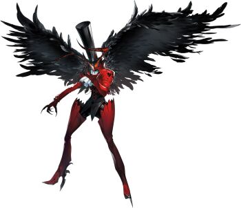 1boy arsene_(persona_5) artist_request ascot black_feathers black_wings boots feathered_wings feathers full_body gloves hat highres official_art persona persona_(summon) persona_5 persona_5:_the_phantom_x red_boots red_gloves simple_background solo third-party_source top_hat transparent_background wings