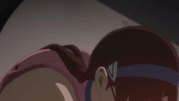 animated animated_gif anime_screenshot bouncing_breasts breasts breath brown_hair cleavage clenched_teeth collarbone evangelion:2.0_you_can_(not)_advance glasses hairband interface_headset_(evangelion) large_breasts makinami_mari_illustrious mecha_pilot_suit neon_genesis_evangelion plugsuit_(evangelion) rebuild_of_evangelion teeth
