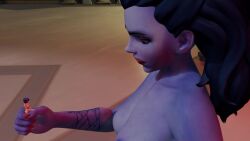 2girls 3d animated blue_skin breasts colored_skin highres juno_(overwatch) mini_person minigirl mistawanka multiple_girls nipples nude overwatch overwatch_2 purple_hair screaming sound tagme video vore widowmaker_(overwatch) yellow_eyes
