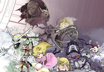 00s 2girls 4boys 8bitmaximo baseball_cap blonde_hair blue_eyes child crown diddy_kong donkey_kong_(series) dress food fox_mccloud furry gen_1_pokemon gen_3_pokemon gun hat kirby kirby_(series) legendary_pokemon long_hair lucas_(mother_3) mario_(series) maximo_v._lorenzo metroid monkey mother_(series) mother_2 mother_3 multiple_boys multiple_girls ness_(mother_2) nintendo pikachu pokemon pokemon_(creature) ponytail porky_minch power_suit_(metroid) princess_peach rayquaza ridley samus_aran star_(symbol) star_fox super_mario_bros._1 super_smash_bros. varia_suit weapon