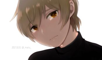 1boy backlighting boku_dake_ga_inai_machi closed_mouth commentary_request dated frown kobayashi_kenya looking_at_viewer mairu_(582284310) male_focus portrait sad short_hair simple_background solo tears translation_request twitter_username white_background