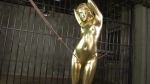 1girl animated asian ass bars bdsm bermuda_(av) bodypaint bondage bound breasts cell censored collar cuffs cuffs-to-collar dungeon gold gold_paint japanese_(nationality) nipples nude paint painting_(action) photo_(medium) prison pussy restrained rope rope_walking shiny_skin sound tagme video