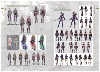 Rule 34 | 1girl, absurdres, artbook, breasts, capcom, reference sheet, clothes, concept art, full body, highres, jessica sherawat, leotard, long hair, looking at viewer, medium breasts, official art, resident evil, resident evil: revelations, wide hips