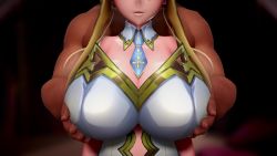 1boy 1girl 3d animated artoria_pendragon_(fate) artoria_pendragon_(lancer)_(fate) artoria_pendragon_(swimsuit_ruler)_(fate) assisted_exposure audible_music blonde_hair breast_pull breasts breasts_out dark-skinned_male dark_skin fate/grand_order fate_(series) furui grabbing_another's_breast grabbing_from_behind groping hetero highres huge_breasts interracial nipple_stimulation nipple_tweak nipples sound tagme video