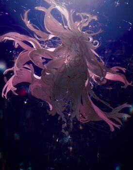 Rule 34 | 1boy, ;), absurdly long hair, blue background, chinese commentary, closed mouth, commentary request, hatsutori hajime, heibaihuabing, high collar, highres, jacket, long hair, long sleeves, male focus, one eye closed, pink hair, red eyes, saibou shinkyoku, sketch, smile, solo, spoilers, very long hair, white jacket