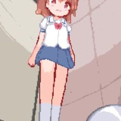 1girl animated anus blush brown_hair censored clitoral_stimulation cum cum_in_pussy cumdrip empty_eyes female_ejaculation female_orgasm half-closed_eyes hinainf hoshino_hinata loli lowres mosaic_censoring open_mouth orgasm panties panties_around_leg peeing penis_tentacle pixel_art public_restroom pussy restrained saliva school_uniform shoes side_ponytail skirt socks solo_focus spread_legs spread_pussy squat_toilet squatting surprised tentacle_sex tentacles toilet toilet_stall toilet_use underwear vaginal video voyeur_pov watashi_ni_tenshi_ga_maiorita!