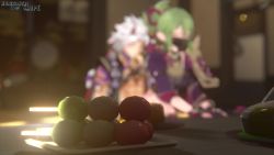 1boy 1girl 3d animated arataki_itto ass clothed_sex genshin_impact green_hair hetero highres horizontalslope horns interior kuki_shinobu mask md5_mismatch pants ponytail purple_eyes pussy_juice resolution_mismatch sex shorts source_smaller thighhighs unworn_pants unworn_shorts vaginal video white_hair