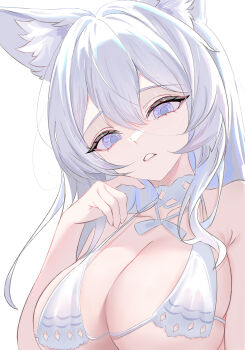 1girl absurdres animal_ears azur_lane bikini breasts cleavage fox_ears fox_girl highres hxk8732 kitsune large_breasts long_hair shinano_(azur_lane) shinano_(dreamy_white_sands)_(azur_lane) swimsuit white_bikini