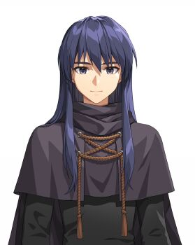 Rule 34 | 1boy, absurdres, arms at sides, artist request, black cape, black capelet, black shirt, black sleeves, blue hair, boris jinneman, cape, capelet, closed mouth, cross-laced capelet, game cg, grey eyes, highres, long hair, long sidelocks, looking at viewer, male focus, nexon, official art, rope, second-party source, shirt, sidelocks, simple background, smile, solo, standing, straight-on, straight hair, tales weaver, tales weaver: second run, tassel, transparent background, turtleneck, turtleneck capelet, upper body