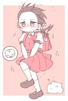 ._. 1girl :< ? animal ascot backpack bag between_legs blush border bow bow_panties brown_eyes brown_hair brown_shoes collared_shirt dress ecstasy_mamo embarrassed female_focus flat_chest flat_color flute flying_sweatdrops forehead full_body hair_bobbles hair_ornament hand_between_legs have_to_pee instrument kaai_yuki kyoufuu_all_back_(vocaloid) leg_up loli looking_at_viewer matching_hair/eyes medium_hair monochrome motion_lines no_mouth nose_blush outside_border own_hands_together panties pee peeing peeing_self pinafore_dress pleated_dress puffy_short_sleeves puffy_sleeves randoseru recorder red_ascot red_background red_dress red_theme shirt shoes short_dress short_sleeves simple_background sketch sleeveless sleeveless_dress socks solo speech_bubble standing standing_on_one_leg sweat tears twintails underwear vocaloid wet wet_clothes wet_panties white_border white_panties white_shirt white_socks