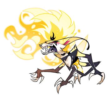 1girl akada beelzebub_(helluva_boss) crop_top demon_girl fox_girl freckles furry furry_female hand_on_own_thigh hellaverse helluva_boss highres long_eyelashes solo