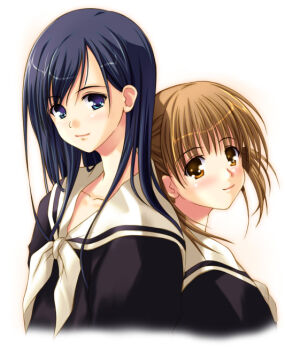 00s akamaru black_hair blue_eyes brown_eyes brown_hair fukuzawa_yumi long_hair maria-sama_ga_miteru ogasawara_sachiko reference_work school_uniform serafuku