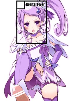 1boy 1girl angry blush boots cameltoe censored clothed_female_nude_male clothed_sex cum cure_sword detached_sleeves dokidoki!_precure dress earrings ejaculation femdom flat_chest footjob framed hair_ornament hand_on_own_hip jewelry kenzaki_makoto looking_down nude ohta_yuichi open_mouth penis ponytail pov precure premature_ejaculation purple_hair shorts skirt stepped_on un9man white_background