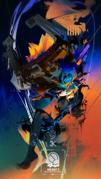 1girl absurdres colored_skin commentary fake_horns fang helmet highres horned_helmet horns imp long_hair midna mikake3x multicolored_skin nintendo one_eye_covered orange_hair pointy_ears solo the_legend_of_zelda the_legend_of_zelda:_twilight_princess two-tone_skin