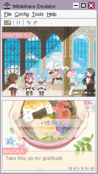 ... 6+girls absurdres akemi_homura bento blue_sky commentary_request day eating fake_screenshot fe_(sakura) flower highres indoors kaname_madoka light_rays long_hair mahou_shoujo_madoka_magica mahou_shoujo_madoka_magica_(anime) miki_sayaka mitakihara_school_uniform momoe_nagisa multiple_girls offering_food pixel_art running sakura_kyoko school_uniform sitting sky skyline spoken_ellipsis sunbeam sunlight tomoe_mami user_interface window