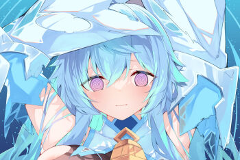 1girl @_@ alternate_breast_size_(larger) areola_slip bell bodystocking breasts commentary_request cowbell detached_sleeves embarrassed ganyu_(genshin_impact) genshin_impact highres jam_(jamjam777) large_breasts looking_at_viewer neck_bell paid_reward_available shallow_water solo tearing_up torn_bodystocking torn_clothes upper_body water