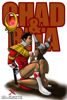 armor bdsm bondage boots bottomless bound bound_arms breasts fellatio helmet highres huge_penis large_breasts licking licking_penis long_hair mighty_morphin_red_ranger no_headwear nude oral original paizuri penis power_rangers shoulder_armor signature simple_background sitting sketch staff tongue tongue_out tyranno_ranger unworn_headwear unworn_helmet white_background witch_bandora xpov