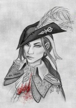 bloodborne clorinde_(genshin_impact) genshin_impact hat hat_feather lady lady_maria_of_the_astral_clocktower tricorne