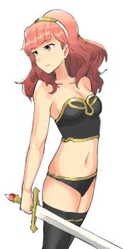 1girl brozoco celica_(fire_emblem) f female_focus fire_emblem fire_emblem_echoes:_shadows_of_valentia fire_emblem_warriors nintendo red_eyes red_hair solo source_request sword tagme weapon