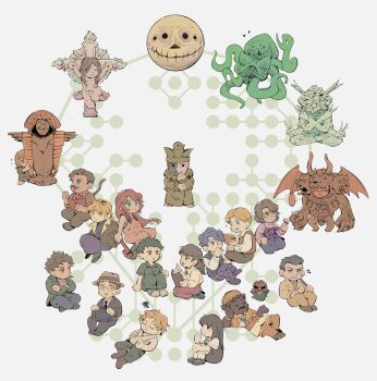 Rule 34 | 6+boys, 6+girls, ^ ^, abella (fear &amp; hunger), absurdres, alll-mer (fear &amp; hunger), arm sling, august (fear &amp; hunger), bare arms, bare shoulders, beard, black bag, black dress, black hair, black jacket, black pants, black shoes, black suit, black vest, blonde hair, book, boots, brown boots, brown dress, brown eyes, brown hair, brown hat, brown jacket, brown pants, brown shoes, brown vest, caligura (fear &amp; hunger), camisole, camisole over clothes, chibi, chibi only, closed eyes, closed mouth, colored skin, commentary, crossed arms, crucifixion, daan (fear &amp; hunger), dark-skinned male, dark skin, disembodied head, double v, dress, english text, everyone, extra arms, eyepatch, face piercing, facial hair, fear &amp; hunger (series), fear &amp; hunger 1, fear &amp; hunger 2: termina, flower, flying sweatdrops, formal clothes, frilled shirt collar, frills, full beard, gameplay mechanics, glasses, green eyes, green jacket, green jumpsuit, green pants, grey jacket, grey pants, grey shoes, grey suit, gro-goroth (fear &amp; hunger), hat, henryk (fear &amp; hunger), highres, holding, holding book, holding flower, holding wrench, hugging own legs, index finger raised, indian style, jacket, jumpsuit, karin (fear &amp; hunger), levi (fear &amp; hunger), long hair, long sleeves, looking at another, looking at viewer, low-tied long hair, lying, marcoh (fear &amp; hunger), marina (fear &amp; hunger), medical eyepatch, min90084, mouth piercing, multiple boys, multiple girls, mustache, nas'hrah (fear &amp; hunger), o'saa (fear &amp; hunger), olivia (fear &amp; hunger), on back, open book, open mouth, orange hair, overalls, pants, pav (fear &amp; hunger), per'kele (fear &amp; hunger), piercing, pinafore dress, pink shirt, pink skirt, pipe wrench, purple hair, purple pants, purple skirt, red hair, red skin, rher (fear &amp; hunger), samarie (fear &amp; hunger), shirt, shoes, short hair, sitting, skirt, sleeveless, sleeveless dress, smile, smoking, socks, sparkle, spoilers, standing, suit, suit jacket, sylvian (fear &amp; hunger), symbol-only commentary, tanaka (fear &amp; hunger), tentacles, the girl (fear &amp; hunger), the god of fear and hunger, u u, v, vest, vinushka (fear &amp; hunger), white background, white shirt, white socks, wrench, yellow overalls