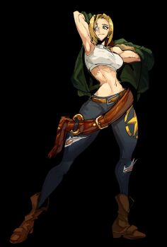 Rule 34 | 1girl, blonde hair, blue eyes, blue mary, breasts, fatal fury, fatal fury: city of the wolves, female focus, green jacket, jacket, jacket on shoulders, large breasts, short hair, snk, solo