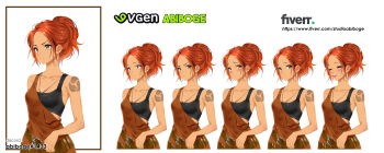 1girl absurdres ano_amesuke belt black_sports_bra breasts brown_belt brown_eyes brown_overalls closed_eyes commentary commentary_request constricted_pupils english_commentary frown highres jewelry katarina_claes medium_breasts multiple_expressions necklace ooarai_school_uniform orange_hair original overalls raised_eyebrows school_uniform serious short_hair single_strap smile sports_bra tears v-shaped_eyebrows watermark web_address