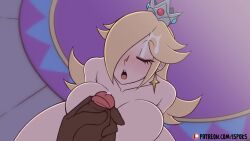 1boy 1girl animated artist_name blonde_hair blue_eyes blush breasts closed_eyes closed_mouth crown cum cum_in_mouth cum_on_body cum_on_hair dark-skinned_male dark_skin earrings ejaculation excited eyebrows eyelashes facial from_above hair_over_one_eye hetero huge_breasts ilustretsspoks indoors interior interracial jewelry long_hair looking_at_viewer looking_up mario_(series) naughty_face nintendo open_mouth patreon_logo patreon_username penis pov pov_crotch pov_hands pumping rosalina shiny_skin smile solo_focus sound super_mario_galaxy tagme teeth tongue uncensored upper_body upper_teeth_only very_dark_skin video waiting_for_cum