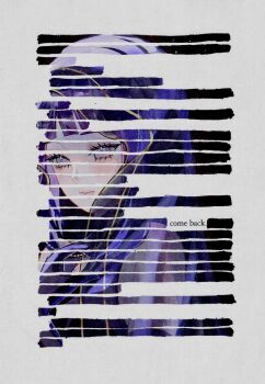 Rule 34 | 1girl, blackout poetry, closed mouth, commentary, elbow gloves, english commentary, english text, eyelashes, gloves, grey eyes, hyuuga hinata, long hair, naruto: the last, naruto (series), purple gloves, purple hair, solo, upper body, veil, zimo on