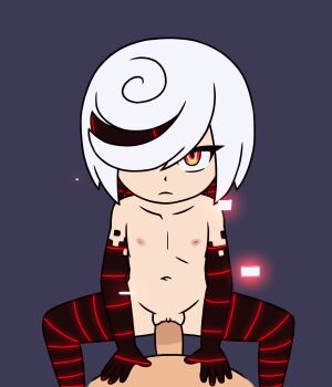 1boy 1girl 2023 20s age_difference animated animated_gif artificial_intelligence bare_shoulders clitoris collarbone completely_nude cowgirl_position faceless faceless_male girl_on_top hair_over_one_eye hetero highres loli looking_at_viewer mature_male navel nipples nude older_male_and_younger_female pale_skin penis pov pov_crotch pussy red_eyes sage_(sonic) sega sex simple_background solo_focus sonic_(series) sonic_frontiers stomach_bulge straddling toffeedoodles vaginal white_hair