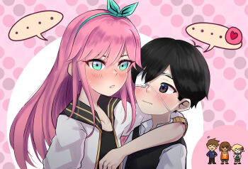 ... 1girl 4boys antenna_hair arm_on_another's_shoulder aubrey_(faraway)_(omori) aubrey_(omori) basil_(faraway)_(omori) basil_(omori) black_eyes black_hair black_pants black_sweater_vest blonde_hair blue_eyes blue_hairband blue_sweater blush brothers brown_hair brown_shorts chibi closed_mouth collarbone collared_shirt commentary dark-skinned_male dark_skin double-parted_bangs emergencysundae english_commentary eyepatch flower green_sweater_vest hair_between_eyes hair_flower hair_ornament hairband heart hero_(faraway)_(omori) hero_(omori) highres jacket kel_(faraway)_(omori) kel_(omori) long_sleeves looking_at_another looking_at_viewer multiple_boys omori open_clothes open_jacket pants parted_lips pink_hair shirt short-sleeved_jacket short_hair short_sleeves shorts siblings sidelocks speech_bubble spoilers spoken_ellipsis spoken_heart sunny_(omori) sweat sweater sweater_vest white_jacket white_shirt