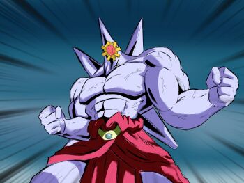 1boy broly_(dragon_ball_z) colored_skin dragon_ball dragonball_z gem gen_1_pokemon highres looking_at_viewer m_s_paragus mega_pokemon mega_starmie movie_reference muscular nintendo no_eyes no_humans parody pokemon pokemon_(creature) pokemon_focus purple_skin red_gemstone scene_reference shiny_skin solo starmie