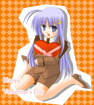Rule 34 | 00s, 1girl, argyle background, argyle clothes, bare legs, box, brown skirt, crossed arms, female focus, hair ornament, happy valentine, heart, heart-shaped box, long sleeves, looking at viewer, lyrical nanoha, mahou shoujo lyrical nanoha, mahou shoujo lyrical nanoha strikers, military, military uniform, pencil skirt, pink ribbon, reinforce zwei, ribbon, simple background, sitting, skirt, sleeves rolled up, solo, valentine, wariza, x hair ornament