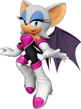 1girl 3d animal_ears animal_nose bare_shoulders bat_ears bat_girl bat_wings black_bodysuit blue_eyes blue_eyeshadow body_fur bodysuit boots breasts elbow_gloves eyeshadow fang female_focus full_body furry furry_female gloves half-closed_eyes happy high_heels lipstick looking_at_viewer makeup medium_breasts official_art open_mouth pink_lips pink_trim purple_wings rouge_the_bat short_hair sideways_mouth simple_background smile solo sonic_(series) tail thigh_boots third-party_source transparent_background white_boots white_fur white_gloves white_hair wings