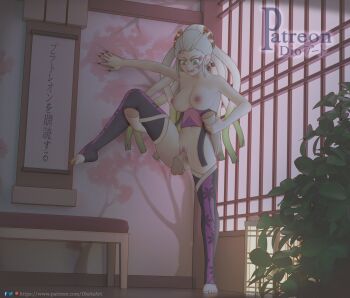 1boy 1girl absurdres artist_name breasts commentary_request daki_(kimetsu_no_yaiba) dio_(dioazart) disembodied_penis facial_mark gradient_hair green_eyes green_hair green_nails hand_on_wall hetero highres indoors kimetsu_no_yaiba large_breasts leg_lift leg_up long_hair multicolored_hair nail_polish nipples penis purple_thighhighs pussy sex shouji sliding_doors spanish_commentary split standing standing_on_one_leg standing_sex standing_split stirrup_legwear thighhighs toeless_legwear translation_request twitter_logo uncensored vaginal white_hair