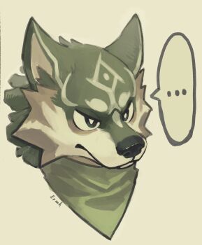... 1boy absurdres animal_ears artist_name closed_mouth animal_nose ermakkk3 furry furry_male highres link looking_to_the_side male_focus neckerchief nintendo spoken_ellipsis the_legend_of_zelda the_legend_of_zelda:_twilight_princess upper_body wolf_boy wolf_ears wolf_link