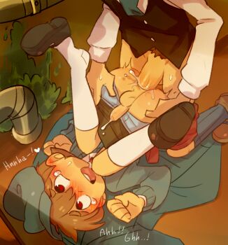 ! !! ... 2boys anal ass bad_id bad_pixiv_id blush boxers briefcase brown_hair clothed_sex cum cum_in_ass ejaculation erection handsfree_ejaculation happy happy_sex hat heart kneehighs long_sleeves luke_triton lying male_focus male_penetrated male_underwear missionary multiple_boys on_back open_mouth penis professor_layton sex shoes shota socks tears text_focus tnso uncensored underwear yaoi